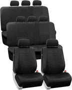 FH GRO Car Seat Covers PU Leather 3 Row 8 Seater Car Seat Covers, Airbag Compatible and Split Bench - Fit Most Car, Truck, SU