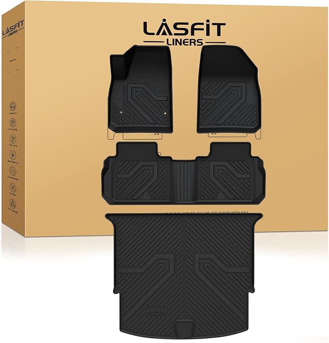 LASFIT Floor Mats & Cargo Liner for Chevrolet Chevy Blazer 2019-2026 (Gas Only), All Weather TPE Custom Fit Floor Mats for Cars (Not Fit Optional Cargo Management System), Car Mats Full Set, Black