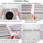 Hershii Expandable Closet Tension Shelf Rod Adjustable Metal Storage Rack Cabinet Organizer DIY Divider Separator Shelves for