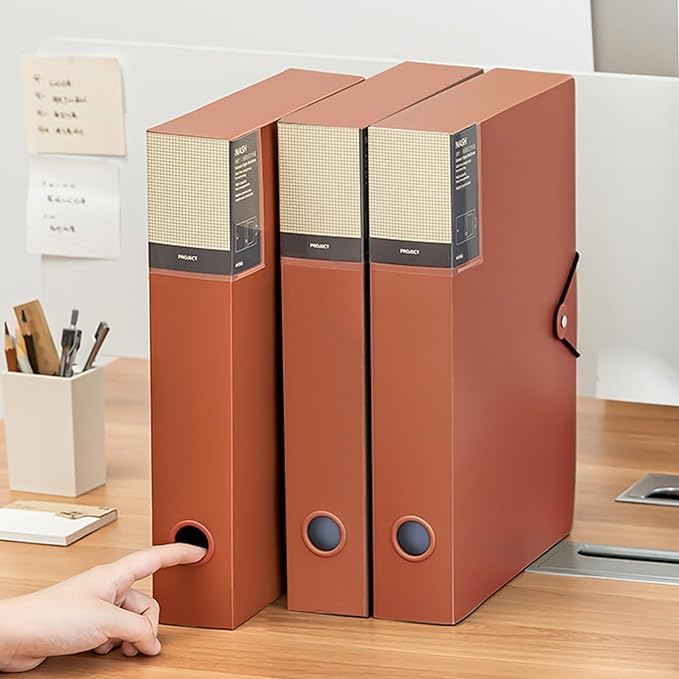 A4 Storage File Boxes Plastic Archives Cases with Lid, File Folder Organizer Document Filing Box for office,home,school (1, 5