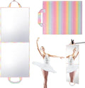 Foldable Full Length Mirror, Hanging Wall Mirror Portable Travel Mirror with Handle for Dance Home Bedroom Wardrobe Stage Mak