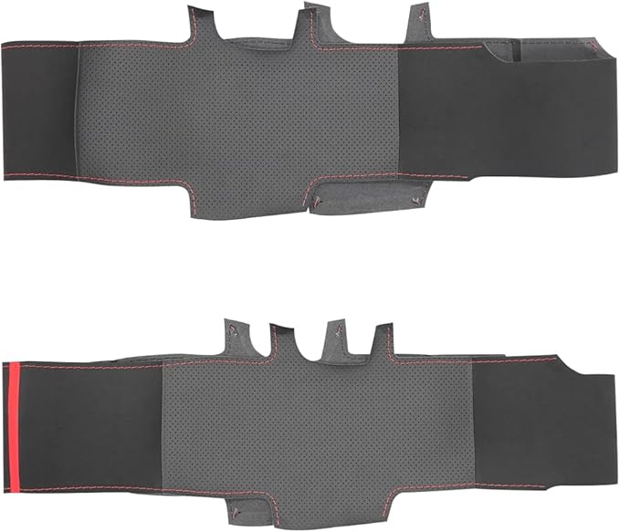 MEWANT Hand Stitch Black Genuine Leather Suede Steering Wheel Cover for Ford F-150 F-250 F-350 F-450 F-550 F-600 F-650