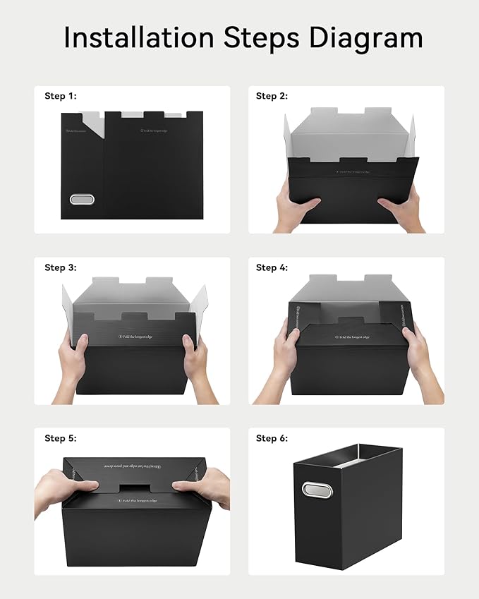 Oterri File Organizer Box, Portable Collapsible Cardboard File Folder Organizer with Handle for Letter Size Hanging Files, Do