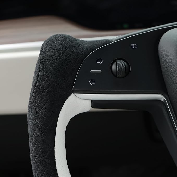 MEWANT Hand Stitched Tesla Model S Yoke Steering Wheel Cover Wrap for Tesla Model S 2021-2023 / Model X 2021-2023 Tesla Yoke Steering Wheel Accessories(3D Style)