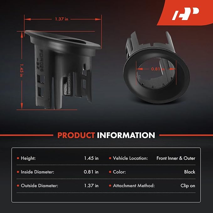A-Premium 4-PC Front Inner and Outer Parking Assist Sensor Retainer Bezels Compatible with Ford Models - Ranger 2019 2020 2021 2022 2023