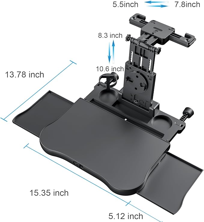 [Upgraded] Car Seat Table with Expandable Tray - Car Desk for Laptop Car Backseat Mount, Car Trays for Eating with Non-Slip Pad/Phone&Tablet Holde, Car Accessories for Writing/Laptop/Dining/Work