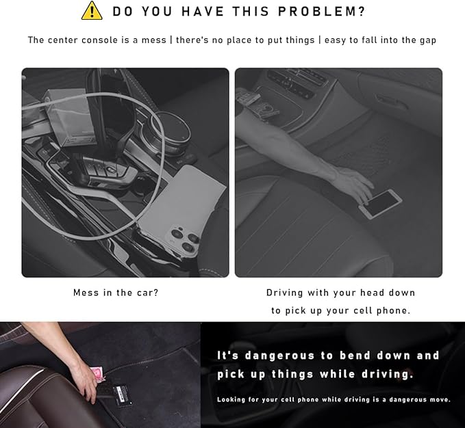Car Seat Gap Filler with Cup Holder Expander, Automotive Front Seat Storage with Cup Holder, Console Seat Gap Filler Storage Box for Mug Bottle Keys, Car Accessories (Driver Side)