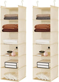 MAX Houser 6 Tier Shelf Hanging Closet Organizer, Closet Hanging Shelf with 2 Sturdy Hooks for Storage,2 Pack, Foldable (Yell