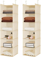 MAX Houser 6 Tier Shelf Hanging Closet Organizer, Closet Hanging Shelf with 2 Sturdy Hooks for Storage,2 Pack, Foldable (Yell