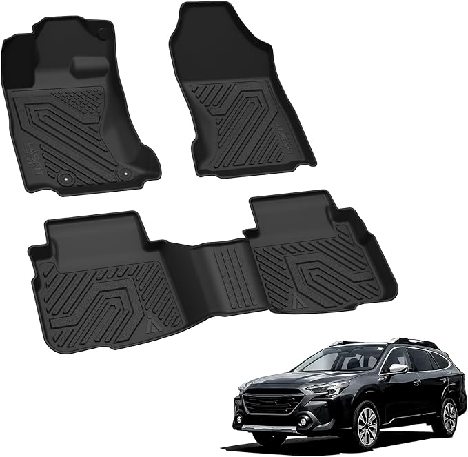 LASFIT Floor Mats for Subaru Outback & Legacy 2020-2025, All Weather TPE Custom Fit Easy Clean Durable No-Curling Floor Liners for Subaru Outback 1st & 2nd Row Car Mats, Black