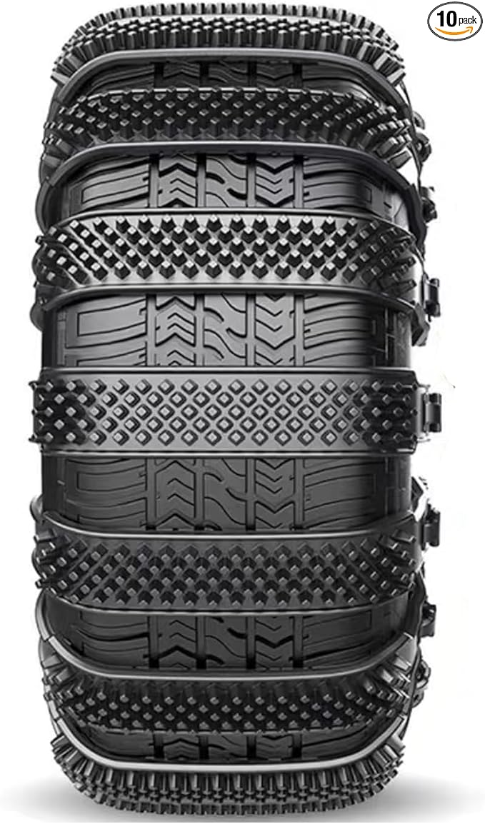 10Pack Heavy Duty Anti Skid Snow Tire Chains Car Winter Wheels Chain Universal Cable Tire Belts, 2025 Reusable TPU Non-Slip Z