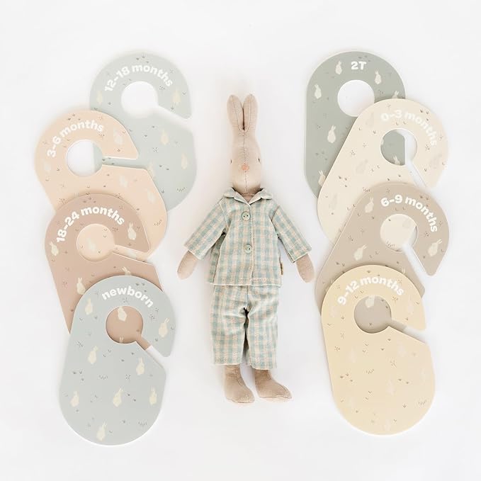 3 Sprouts Baby Closet Dividers 8-Piece Set Newborn to 2T - Double-Sided Organizer for Nursery Clothing Storage - Rabbit