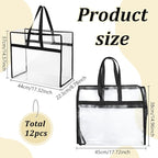 12pcs Clear Storage Bags 40L Large Plastic Blanket Storage with Zipper and Handle Closet Organizers Containers Foldable Movin