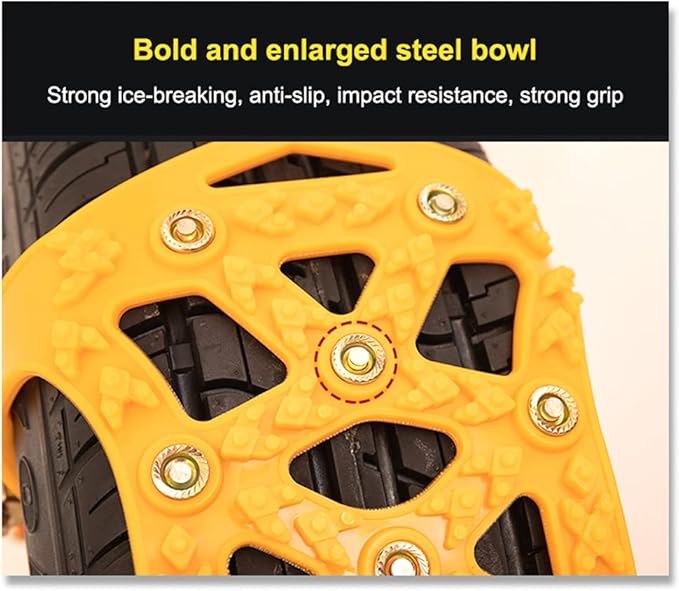 DATOUBOSS Universal Snow Chains 6pcs Car Anti-Skid Chains Thickness 8mm Adjustable Tire Chains for Cars/SUV/Truck Fit Tire Wi
