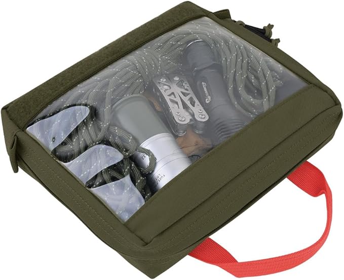 KRYDEX Clear Top Insert Bag with Hook Panel Tactical Packing Cube Travel Organizer Bag (Large-RG)