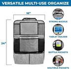 Econour Car Back Seat Organizer (2-Pack) | 600D Oxford Fabric with 9 Storage Pockets & Touch Screen Tablet Holder | Waterproof & Universal Fit Kick Mats | Durable & Eco-Friendly Seat Protectors (Grey)