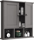 TaoHFE Grey Bathroom Cabinet,Bathroom Wall Cabinet with 2 Door Adjustable Shelves,Over The Toilet Storage Cabinet,Bathroom Ca