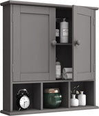 TaoHFE Grey Bathroom Cabinet,Bathroom Wall Cabinet with 2 Door Adjustable Shelves,Over The Toilet Storage Cabinet,Bathroom Ca