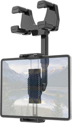 Rearview Mirror Tablet Holder for Car, [Rear View Mirror 4 Claws Design] 360° Rotatable and Retractable, Fit Thick Cases [Deep Max 1.18"] for iPad Pro Air Mini, Galaxy Tab, iPhone, 6-15.6" Devices