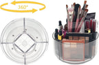 LINFIDITE 360 Rotating Makeup Organizer Clear Cosmetic Storage Holder Tray with 6 Compartment Makeup Brush Lip Gloss Organize