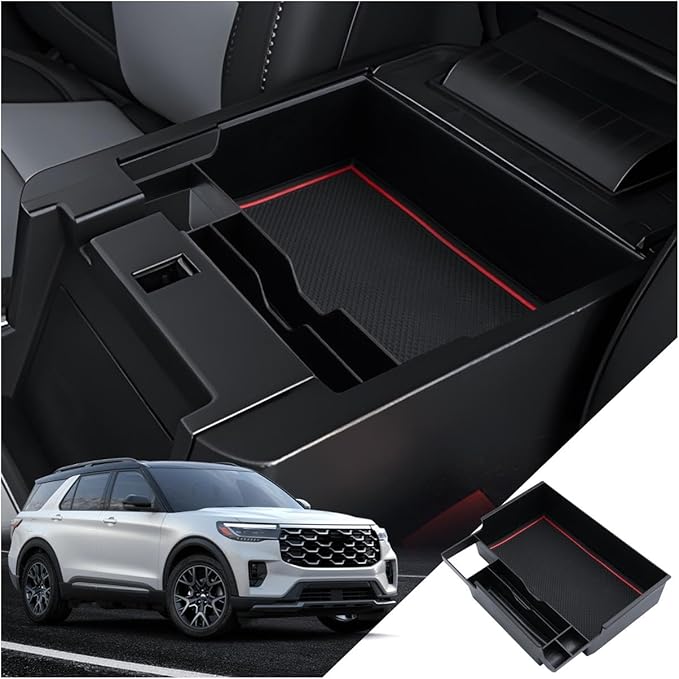 for Ford Explorer Center Console Organizer Ford Explorer 2024 2020-2023 Accessories Armrest Tray Middle Storage Box Insert Container Durable ABS Plastic