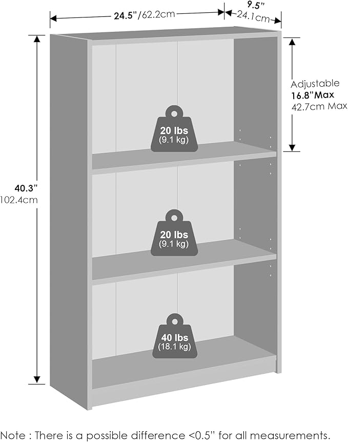 Furinno Reed Closet Organizers and Storage, 3-Tier Closet Organizer, Open Shelf Closet Storage, for Wardrobe, Bedroom, Living