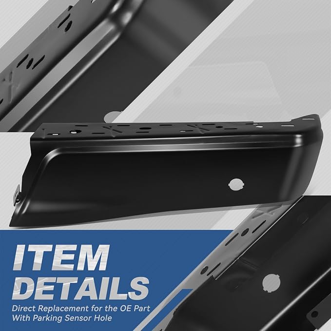 Auto Dynasty Rear Bumper End Caps Cover Compatible with 2015-2020 Ford F-150, Passenger Right Side, with Parking Sensor Holes, Primered/Painted Black