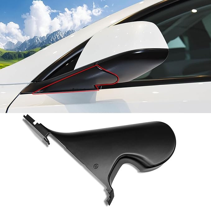 Jaronx Compatible with Tesla Model Y Mirror Holder Lower Cover 2018-2024, Left Driver Side Rearview Mirror Bracket Bottom Base Cover Replacement for Tesla Model Y Accessories 8202108