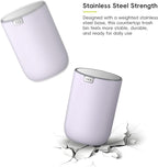 EKO Fandy 0.4 Gal/1.5L Mini Tabletop Trash Bin with Swing-Lid, Desktop Trash Can for Bathroom Countertop, Vanity, Coffee or Office, Small Garbage Bin (Lavender)