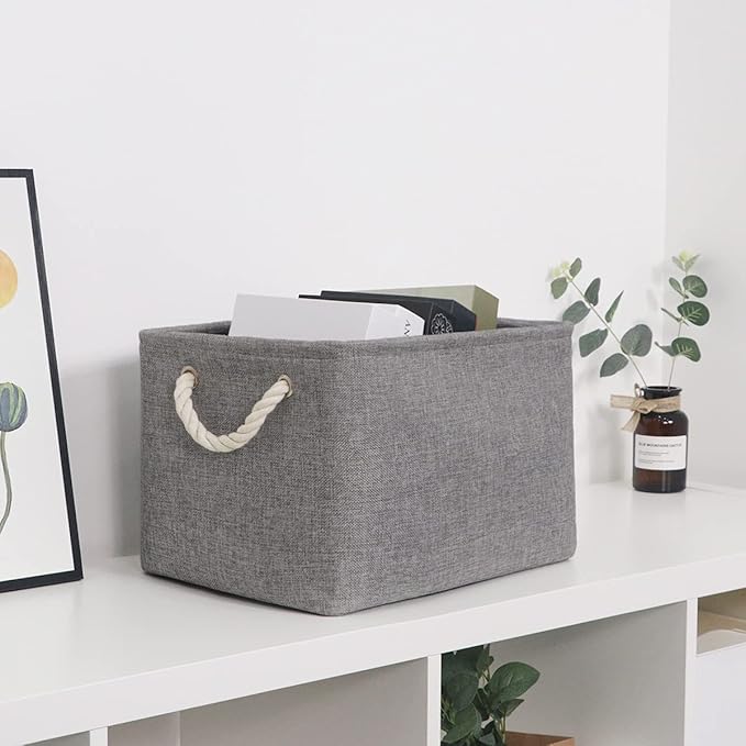 HNZIGE Shelf Baskets for Storage(3 Pack) Storage Bins Fabric Storage Baskets for Shelves,Baskets Set for Organizing Clothes,N