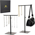 Purse Display Stand Jewelry Towers - 2 Pack Purse Stand Handbag Bag Display Black Tabletop Stainless Steel Hook Hanging Jewel