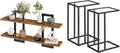 HOOBRO Floating Shelves and C Shaped End Table, 15 Inch Wall Shelf Set of 2, Wall Mounted Storage Shelves 2-Tier, Side Table 