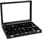 Wudygirl Jewelry Organizer 40 Grid Earring Holder Organizer with Clear Lid Jewelry Box for Rings Earrings Bracelets Storage D