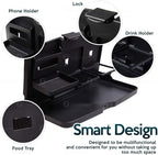 ZONETECH Multi-Functional Portable Foldable Car Backseat Tray Desk - Black Vehicle Table for Food, Meal, Snack, Laptop - Stay Organized When on The Go (1-Pack)