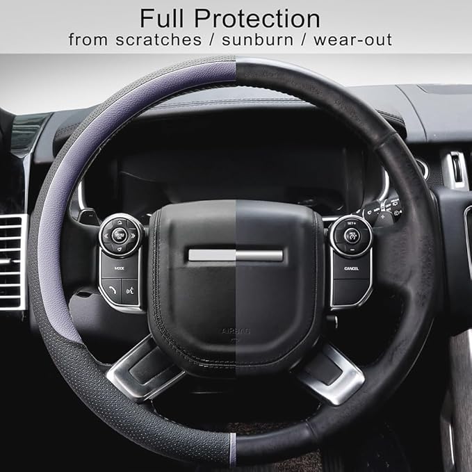COFIT Breathable Car Steering Wheel Cover 15 inch Auto Universal Leather Wrap Non-Slip Steeringwheel Protector Automotive Int