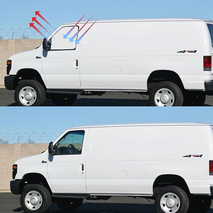 Front Side Window Sun Shade for 1992-2025 Fo-rd E-Series E-150 E-250 E-350 E-450 Van Motorhome, Foldable Window Sunshade Sun Visor Protector, Side Window Shades Sun Shield Blocks UV Rays Heat