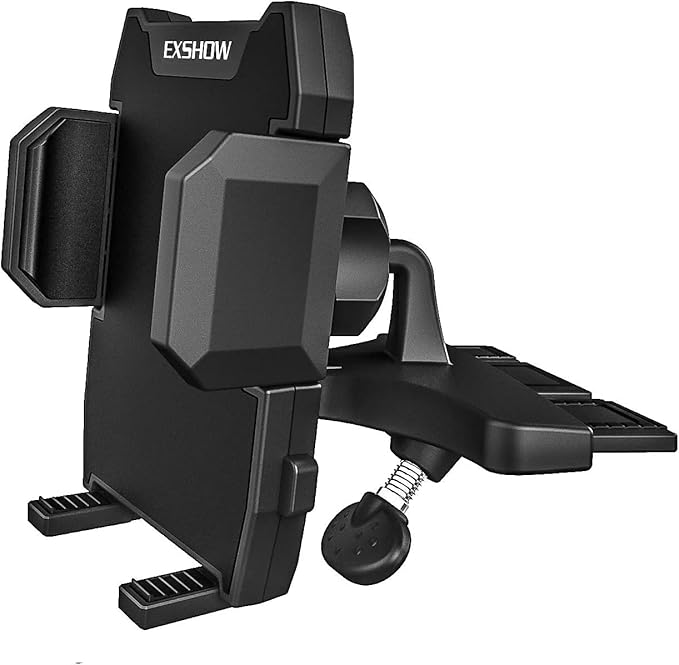 EXSHOW Phone Holder for Car CD Slot, One-Hand-Available CD Player Cell Phone Mount for iPhone 11 Pro Max 11 XR XS 8 Plus 7 6S SE, Samsung S10+ S10e S10 S9 N9 S8 Note10 10+ Plus, Google, LG, Moto etc