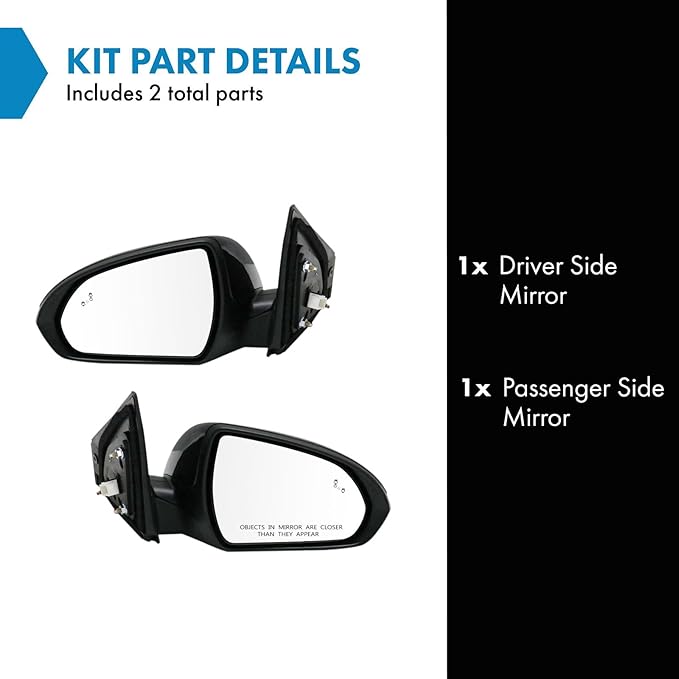 TRQ Driver & Passenger Side Power Heated Memory Mirror Set Paint to Match with Turn Signal Blind Spot Compatible with 2017-20
