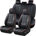 Coverado Seat Covers, Car Seat Covers Full Set, Leather Seat Covers for Cars, Car Seat Protector, Black Car Seat Covers Front