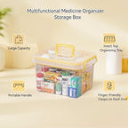 Pulseplay Clear Medicine Storage Box with Handle Portable Medicine Cabinet Organizer Multipurpose Plastic Storage Box with Re