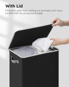 SOLEDI Slim Laundry Hamper with Lid, Narrow Laundry Basket with Removable Bags, Dirty Clothes Hamper with handle, Small Hampe