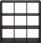 Furinno CUBICLE Book Shelf, 9-Cube Bookshelf, Extra Thick Frame Reversible Bookcase with Open Back, 14.6" x 44" x 44", for Li