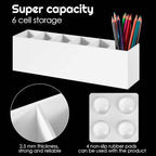 Jetec Acrylic Pen Holder 6 Compartments Makeup Brush Stationery Organizer Pencil Holder for Desk Accessories, Cosmetic Brushe