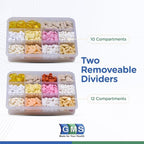 GMS 12 Compartment Vitamin Pill Organizer - Large Size Suitable for Multiple Supplements & Tablets - Safe, Secure Design with