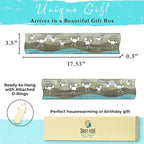 Crab Driftwood Wall Art & DIY Key Holder – Handmade Coastal Home Decor – 17.5" Genuine Weathered Wood Plank with 5 Removable 
