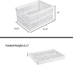 Aebeky 3-Pack Plastic Collapsible Storage Crates-30L,Foldable Plastic Crates for Storage (White)