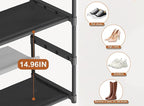 LUKYTOWER Extra Long Shoe Rack 4 Tier Shoe Storage Organizer with 2 Hooks, Wide Stackable Shoe Organizer Racks for Closet Ent