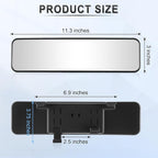 LivTee Rear View Mirror, Universal 11.3'' (287mm), Wide Angle Panoramic Convex Rearview Mirror, Clip-on to Original to Eliminate Blind Spot for Cars SUV Trucks