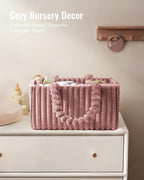 Blissful Diary Flannel Diaper Caddy Organizer, included Gift Packaging, Cozy Nursery Storage Basket, Gift for Baby Shower, Ne