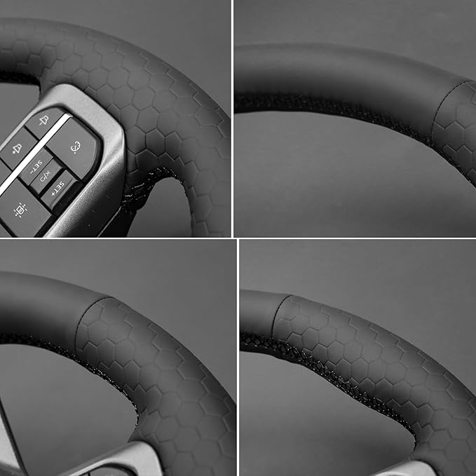 MEWANT Steering Wheel Covers for Ford F-150 2021-2023 / F-150 Lightning 2022-2023 Hand-Stitched F150 Steering Wheel Wrap